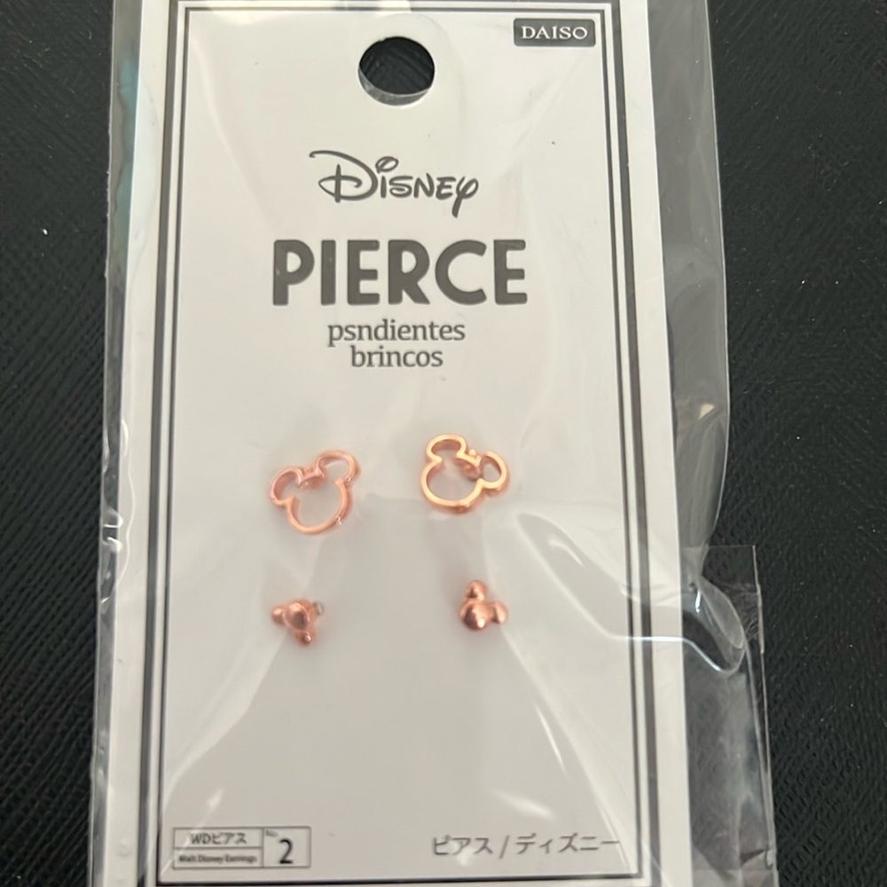 Mickey Mouse Rose Gold Studs x Daiso